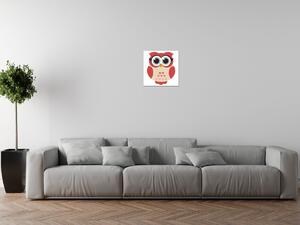 Obraz na plátně Červeno-hnědá sovička se srdíčky Rozměry: 40 x 40 cm