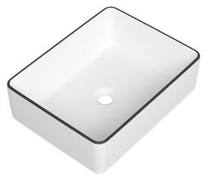 Gamma Cava, umyvadlo na desku 480x370x140 mm, bílá s černým okrajem, GMA-UC-CAVA