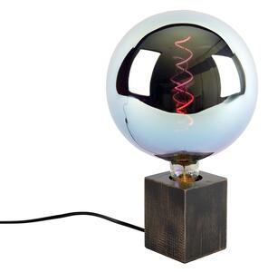 Rustikální stolní lampa dřevěná černá vč. stmívatelné LED G200 - Bloc