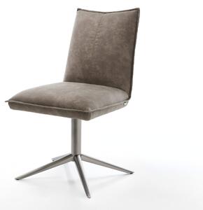 DELIFE Jídelní židle Lelio-Flex mikrovlákno taupe vintage podnož ve tvaru kříže grafit 360° otočný houpací funkce taštičkové pružiny