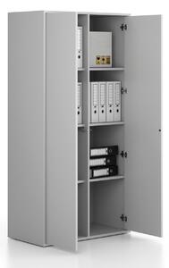 Kancelářská skříň FRAME, 2x dveře, 872 x 450 x 1735 mm, PUSH-lock, šedá