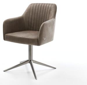 DELIFE Jídelní židle Greg-Flex mikrovlákno taupe vintage podnož grafit 360° otočný houpací funkce taštičkové pružiny