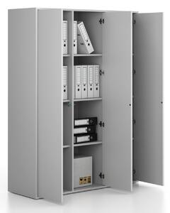 Kancelářská skříň FRAME, 3x dveře, 1299 x 450 x 1735 mm, PUSH-lock, šedá