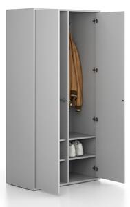 Šatní skříň FRAME, 2 oddíly, 872 x 450 x 1735 mm, PUSH-lock, šedá
