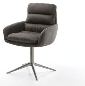 DELIFE Jídelní židle Abelia-Flex s područkami mikrovlákno antracit vintage podnož ve tvaru kříže grafit 360° otočná houpací funkce
