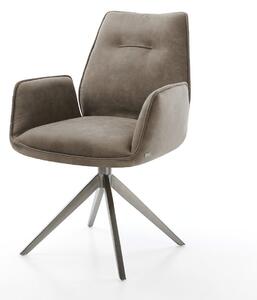 DELIFE Jídelní židle Zoa-Flex mikrovlákno taupe vintage křížová podnož široká grafitová 360° otočná houpací funkce taštičkové pružiny