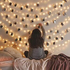 ACA Lighting LED dekorační girlanda - Kolíčky s vánočními motivy, teplá bílá barva, 3xAA, 180 cm