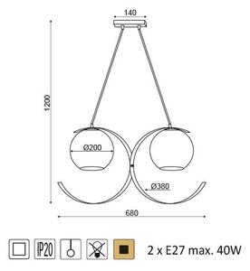 ACA DECOR Závěsné svítidlo IPARELLE max. 2x40W/E27/230V/IP20