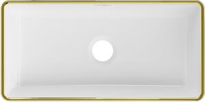 Mexen Nadia, umyvadlo na desku 46x23x12 cm, bílá lesklá-zlatý okraj, 21614605