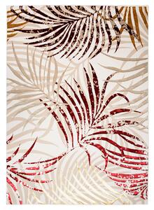 Makro Abra Kusový koberec GOLDEN NA44L Listí Moderní krémový červený Rozměr: 80x150 cm