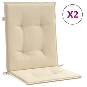 Podušky na židli nízké opěradlo 2 ks béžové 100x50x3 cm oxford