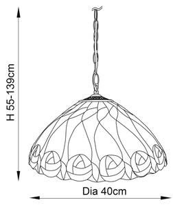 Endon 64176 - Lustr na řetězu Tiffany HUTCHINSON 1xE27/60W/230V pr. 40 cm