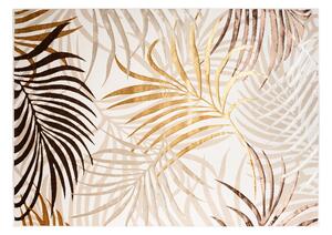 Makro Abra Kusový koberec GOLDEN NA44D Listí Moderní krémový hnědý Rozměr: 120x170 cm