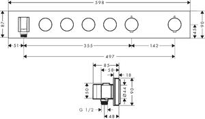 Axor Module Select - Podomítkový termostatický modul pro 4 spotřebiče, chrom 18357000