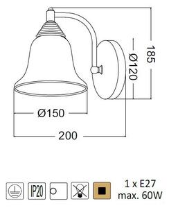 ACA DECOR Nástěnné svítidlo MOBY max. 60W/E27/230V/IP20