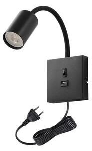 Immax NEO 08295L - Nástěnná lampa s USB PUNTO 1xGU10/9W/230V černá