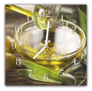 Nástěnné hodiny 30x30cm olivy a olej - plexi