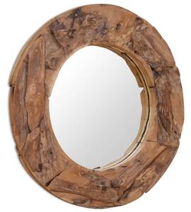 Dekorativní zrcadlo, kulaté, teak, 80 cm