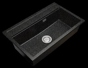 Gamma Advance, 1-komorový granitový dřez 805x505x210 mm, černá se zlatými tečkami, GMA-ZLE000115