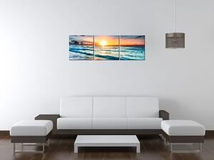 Obraz na plátně Západ slunce v Cancúnu Mexiko - 3 dílný Rozměry: 90 x 30 cm