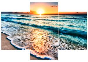 Obraz na plátně Západ slunce v Cancúnu Mexiko - 3 dílný Rozměry: 90 x 30 cm