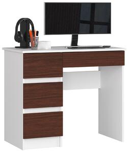 Designový psací stůl ZEUS90L, bílý / wenge