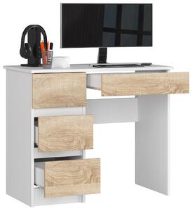 Designový psací stůl ZEUS90L, bílý / dub Sonoma