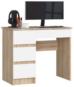 Designový psací stůl ZEUS90L, dub Sonoma / bílý