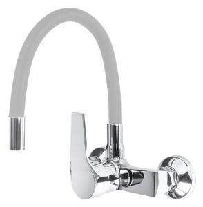 Gamma Flex, nástěnná dřezová baterie s elastickým ramenem, šedá-chromová, GMA-BFXS-G