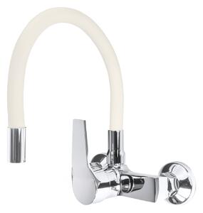 Gamma Flex, nástěnná dřezová baterie s elastickým ramenem, béžová-chromová, GMA-BFXS-B