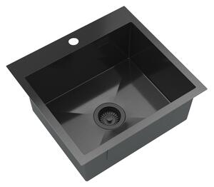 Gamma Gamma, 1-komorový ocelový dřez 480x450x210 mm, černá, GMA-S4845-BK