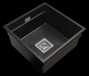 Gamma Decor 4445, 1-komorový granitový dřez 440x450x215 mm, černá skvrnitá, GMA-ZLE000130