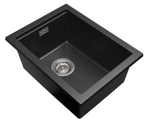 Gamma Decor 3850, 1-komorový granitový dřez 380x500x207 mm, černá, GMA-ZLE000155