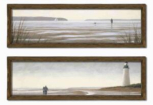 Wallity Sada obrazů Lighthouse 2 ks 19x70 cm hnědá