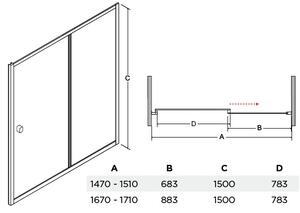 Besco Duo Slide vanová zástěna 150 cm jednodílný chrom lesk/čiré sklo DDS-II-150