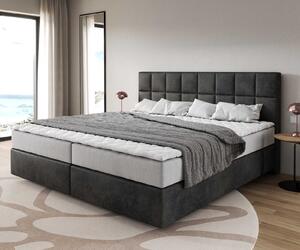 DELIFE Boxspring postel Dream-Fine mikrovlákno antracitová vintage 200x200 cm s taštičkovou pružinovou matrací a visco topperem
