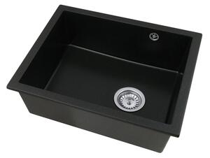 Gamma Decor 5040, 1-komorový granitový dřez 560x460x180 mm, černá se zlatými body, GMA-ZLE000180