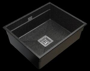 Gamma Decor 6050, 1-komorový granitový dřez 600x500x220 mm, černá se zlatými body, GMA-ZLE000112