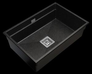 Gamma Decor 7050, 1-komorový granitový dřez 700x470x220 mm, černá skvrnitá, GMA-ZLE000105
