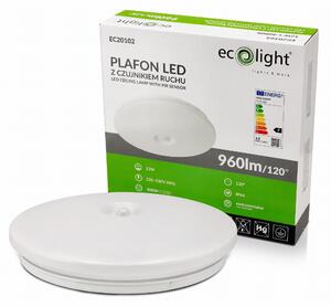 ECOLIGHT LED stropní svítidlo PIR - 12W - IP44 - neutrální bílá - senzor pohybu