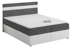 Manželská postel Boxspring 140x200 cm Mimosa (s roštem a matrací) (bílá + tmavě šedá). 1007800
