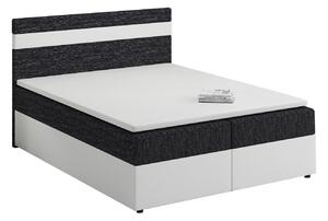 Manželská postel Boxspring 140x200 cm Mimosa (s roštem a matrací) (bílá + černá). Vlastní profesionální přeprava až k Vám domů 1007804
