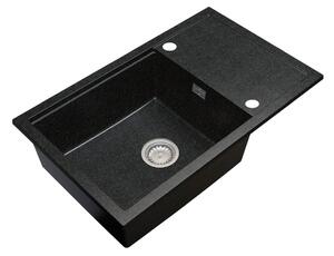 Gamma Advance 8050, 1-komorový granitový dřez 800x500x210 mm, černá se zlatými body, GMA-ZLE000148
