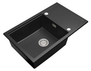 Gamma Advance 8050, 1-komorový granitový dřez 800x500x210 mm, černá, GMA-ZLE000146