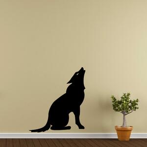 Samolepka na zeď - Vyjící vlk (104x120 cm)