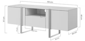 TV stolek Verica 150 cm s výklenkem - dub piškotový / černé nožky