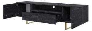 TV stolek Verica 200 cm s výklenkem - charcoal / zlaté nožky
