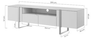 TV stolek Verica 200 cm s výklenkem - kašmírová / zlaté nožky