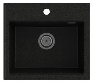 Gamma Modern 5055, 1-komorový granitový dřez 560x500x210 mm, černá se zlatými body, GMA-ZM-55-GD