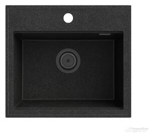 Gamma Modern 5055, 1-komorový granitový dřez 560x500x210 mm, černá skvrnitá, GMA-ZM-55-BP